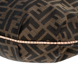 Pre Owned Fendi Brown Zucca Canvas and Leather Chef Chain Link Hobo