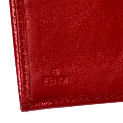 Pre Owned Fendi Red Patent Leather Flap Continental Wallet