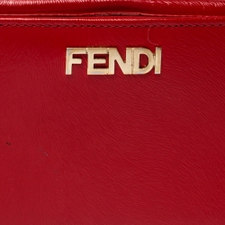 Pre Owned Fendi Red Patent Leather Flap Continental Wallet