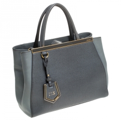 Pre Owned Fendi Grey Leather Mini 2Jours Tote