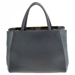 Pre Owned Fendi Grey Leather Mini 2Jours Tote
