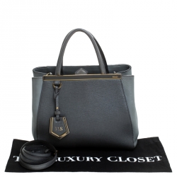 Pre Owned Fendi Grey Leather Mini 2Jours Tote
