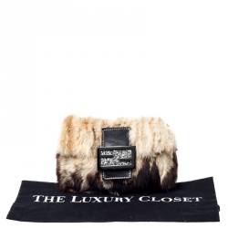 Fendi Beige/Brown Fur Forever Baguette Shoulder Bag
