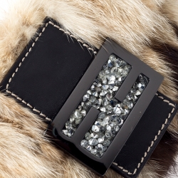 Fendi Beige/Brown Fur Forever Baguette Shoulder Bag