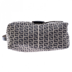 Pre Owned Fendi Navy Blue Zucchino Canvas Mama Forever Shoulder Bag