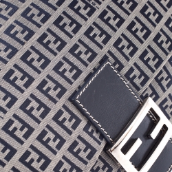 Pre Owned Fendi Navy Blue Zucchino Canvas Mama Forever Shoulder Bag