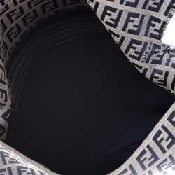 Pre Owned Fendi Navy Blue Zucchino Canvas Mama Forever Shoulder Bag