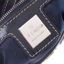 Pre Owned Fendi Navy Blue Zucchino Canvas Mama Forever Shoulder Bag