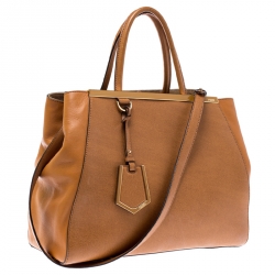 Pre Owned Fendi Tan Leather Medium 2Jours Tote