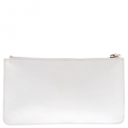 Pre Owned Fendi Off White Studded Leather Karlito Flat Pouch