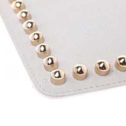 Pre Owned Fendi Off White Studded Leather Karlito Flat Pouch