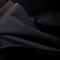 Pre Owned Fendi Dark Brown Woven Leather Medium Shopper Roll Tote