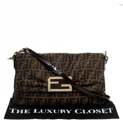 Pre Owned Fendi Tobacco Zucca Canvas Mia Flap Bag