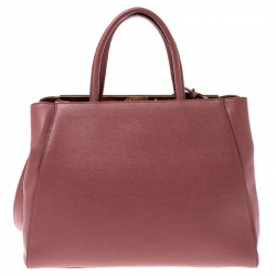 Pre Owned Fendi Old Rose Leather Medium 2jours Tote