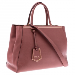 Pre Owned Fendi Old Rose Leather Medium 2jours Tote