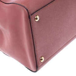 Pre Owned Fendi Old Rose Leather Medium 2jours Tote