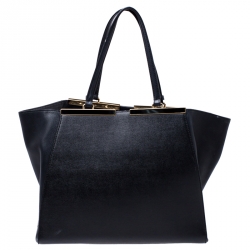 Pre Owned Fendi Black Leather Large 3Jours Tote