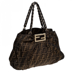 Pre Owned Fendi Tobacco Zucca Canvas Large Mia Tote