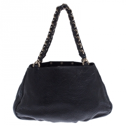 Pre Owned Fendi Black Leather Mia Hobo