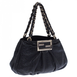Pre Owned Fendi Black Leather Mia Hobo