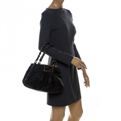 Pre Owned Fendi Black Leather Mia Hobo