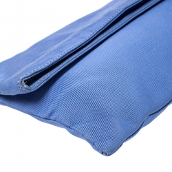 Pre Owned Fendi Blue Zucca Canvas Chameleon Fold-Over Clutch