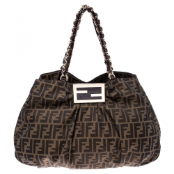 Pre Owned Fendi Tobacco Zucca Canvas Large Mia Tote