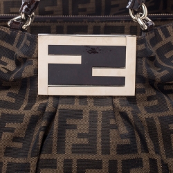 Pre Owned Fendi Tobacco Zucca Canvas Large Mia Tote