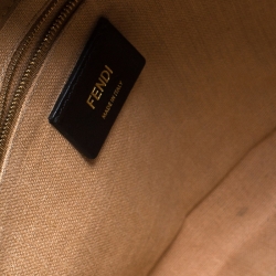 Pre Owned Fendi Tobacco Pequin Canvas Large Claudia Shoulder Bag