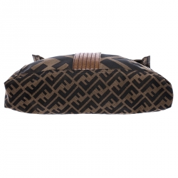 Fendi Tobacco Zucca Canvas Maxi Baguette Flap Shoulder Bag