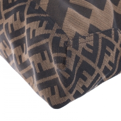 Fendi Tobacco Zucca Canvas Maxi Baguette Flap Shoulder Bag