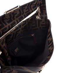 Fendi Tobacco Zucca Canvas Maxi Baguette Flap Shoulder Bag