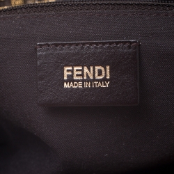 Pre Owned Fendi Metallic Gold/Silver Canvas Glitter Jacquard Mia Zucca Flap Bag