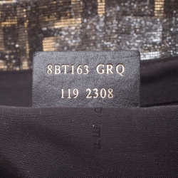 Pre Owned Fendi Metallic Gold/Silver Canvas Glitter Jacquard Mia Zucca Flap Bag