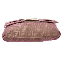 Pre Owned Fendi Metallic Gold/Pink Leather Mia Crossbody Bag