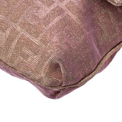 Pre Owned Fendi Metallic Gold/Pink Leather Mia Crossbody Bag