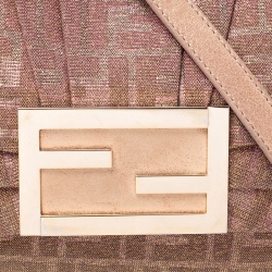 Pre Owned Fendi Metallic Gold/Pink Leather Mia Crossbody Bag