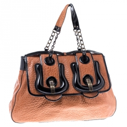 Pre Owned Fendi Brown/Black Leather B Bag