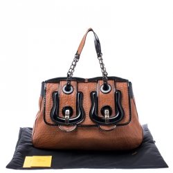 Pre Owned Fendi Brown/Black Leather B Bag