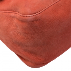 Pre Owned Fendi Orange Leather Chain Mama Forever Shoulder Bag