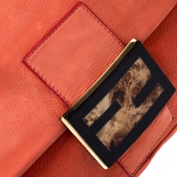 Pre Owned Fendi Orange Leather Chain Mama Forever Shoulder Bag