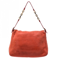 Pre Owned Fendi Orange Leather Chain Mama Forever Shoulder Bag