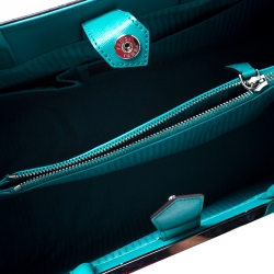 Pre Owned Fendi Turquoise Leather Medium 2Jours Tote