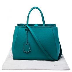 Pre Owned Fendi Turquoise Leather Medium 2Jours Tote