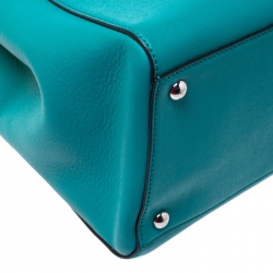 Pre Owned Fendi Turquoise Leather Medium 2Jours Tote