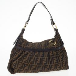 Pre Owned Fendi Brown Zucca Canvas Chef Shoulder Bag