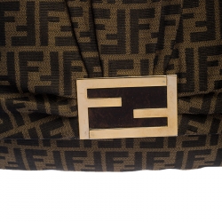 Pre Owned Fendi Tobacco Zucca Canvas Mia Flap Bag