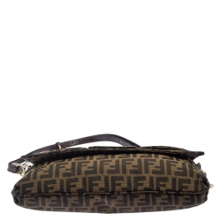 Pre Owned Fendi Tobacco Zucca Canvas Mia Flap Bag