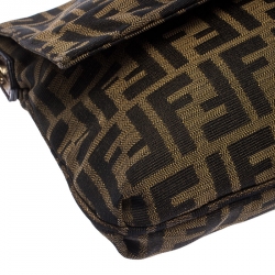Pre Owned Fendi Tobacco Zucca Canvas Mia Flap Bag
