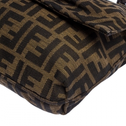 Pre Owned Fendi Tobacco Zucca Canvas Mia Flap Bag